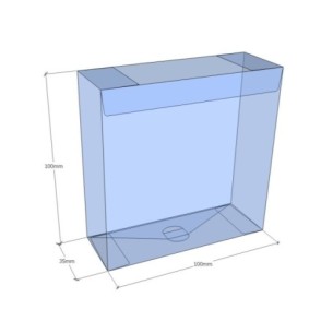 Caixa transparent plegable 100x100x35 mm - Pack 500 unit.