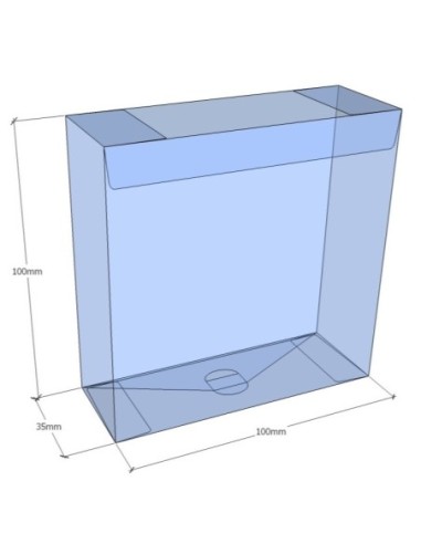 Caja transparente plegable 100x100x35 mm - Pack 500 uds.