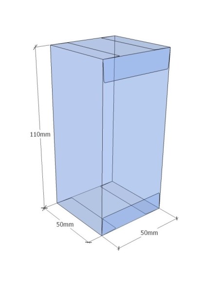 Caja transparente plegable 110x50x50 mm - Pack 500 uds.