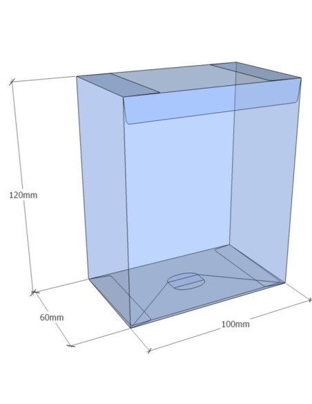 Caixa transparent plegable 120x100x60 mm - Pack 500 unit.