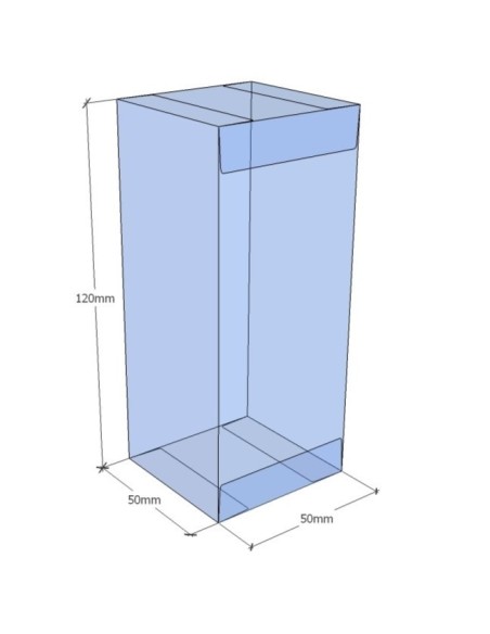 Caja transparente plegable 120x50x50 mm - Pack 500 uds.