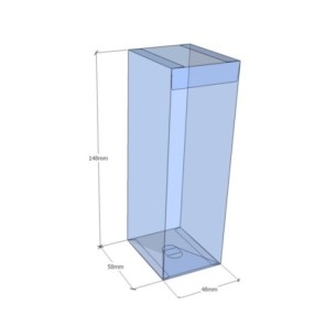 Caixa transparent plegable 148x48x58 mm - Pack 500 unit.