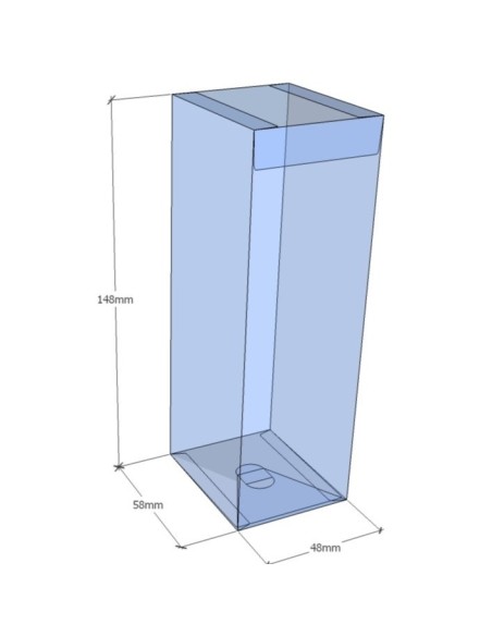 Caja transparente plegable 148x48x58 mm - Pack 500 uds.