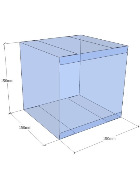 Caja transparente plegable 150x150x150 mm - Pack 500 uds.