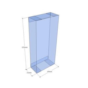 Caixa transparent plegable 155x69x31 mm - Pack 500 unit.