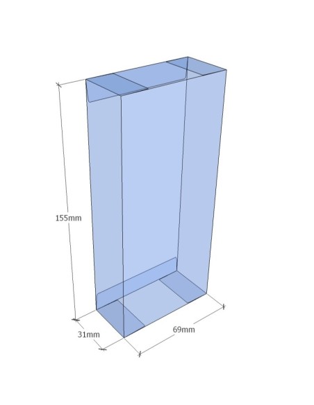 Caixa transparent plegable 155x69x31 mm - Pack 500 unit.