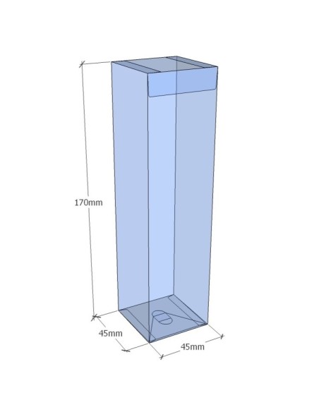 Caja transparente plegable 170x45x45 mm - Pack 500 uds.