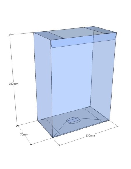 Caixa transparent plegable 180x130x70 mm - Pack 500 unit.