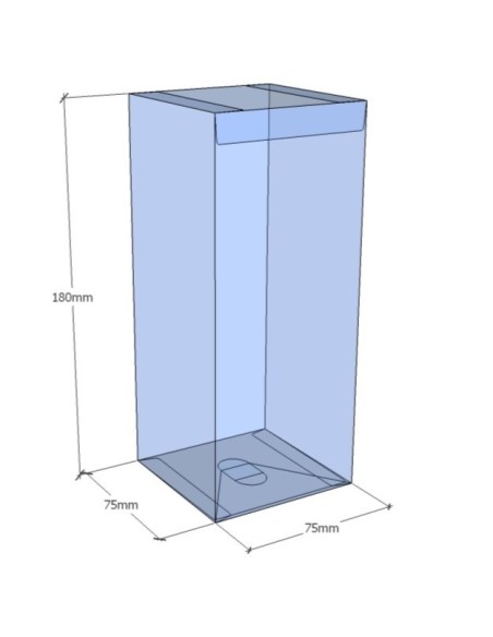 Caja transparente plegable 180x75x75 mm - Pack 500 uds.