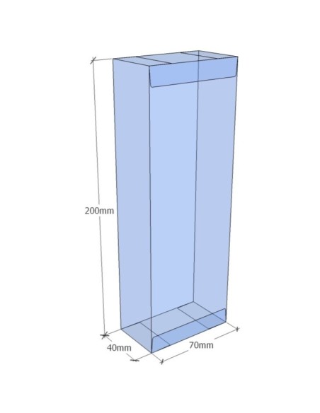 Caixa transparent plegable 200x70x40 mm - Pack 500 unit.