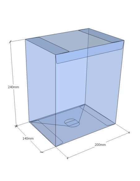 Caixa transparent plegable 240x200x140 mm - Pack 500 unit.