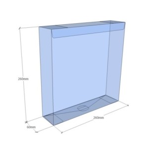 Caixa transparent plegable 260x260x60 mm - Pack 500 unit.