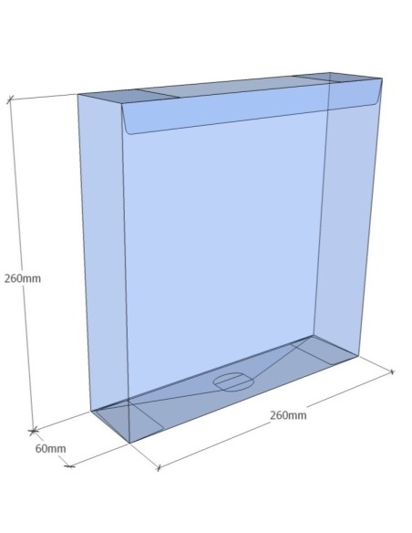 Caja transparente plegable 260x260x60 mm - Pack 500 uds.