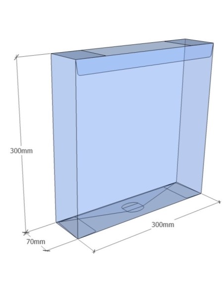 Caixa transparent plegable 300x300x70 mm - Pack 500 unit.