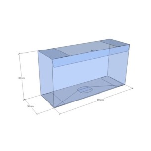 Caixa transparent plegable 80x155x50 mm - Pack 500 unit.