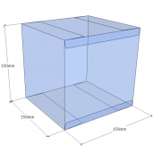 Caja transparente plegable 150x150x150 mm